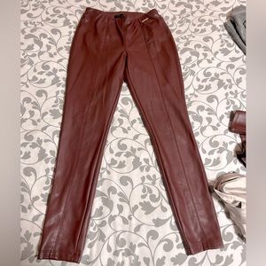 Leather burgundy color